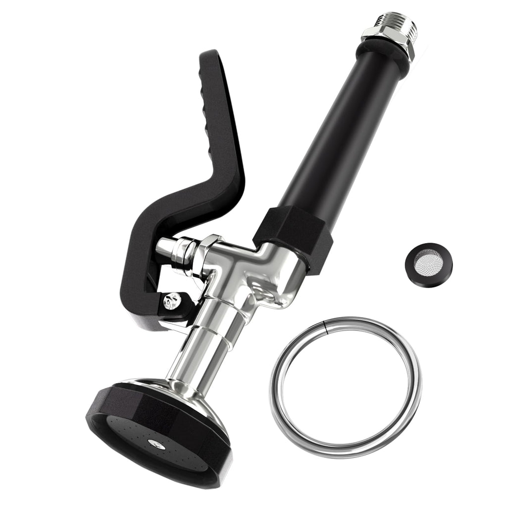Pre Rinse Sprayer Commercial Sink Sprayer Head Spray Valve,1.42GPM Restaurant Sink Dish Spray with Handle for Commercial Kitchen faucets,Chrome Finished (Grey)