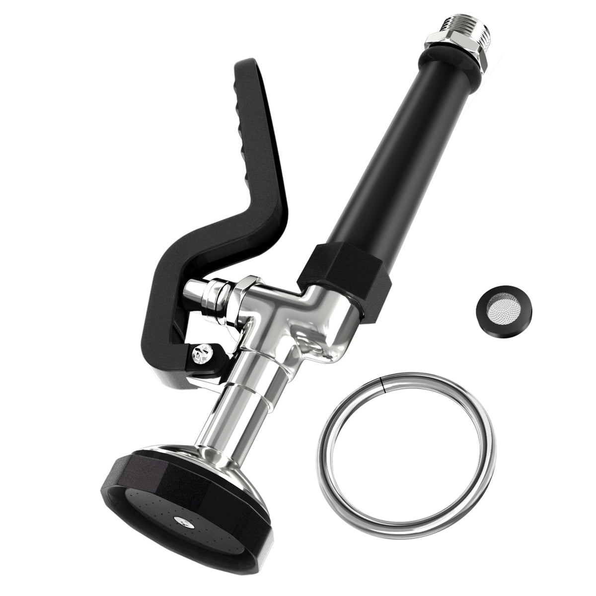 Pre Rinse Sprayer Commercial Sink Sprayer Head Spray Valve,1.42GPM Restaurant Sink Dish Spray with Handle for Commercial Kitchen faucets,Chrome Finished (Grey)