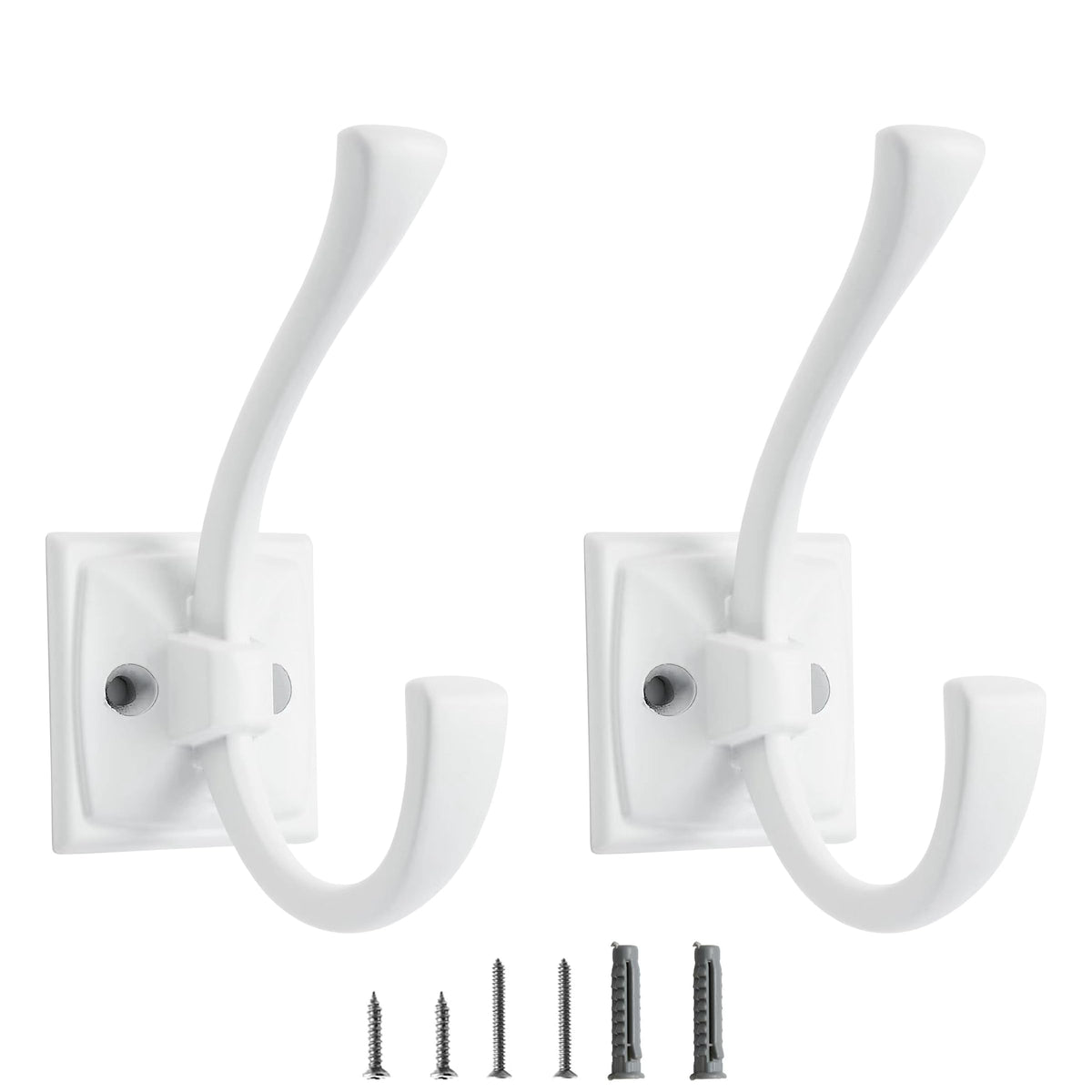 5 Pack Decorative Heavy Duty Towel Hooks for Hanging Robe Double Oil Rubbed Bronze Coat Hooks Wall Mounted with Screws for Key, Towel, Bags, Cup, Hat