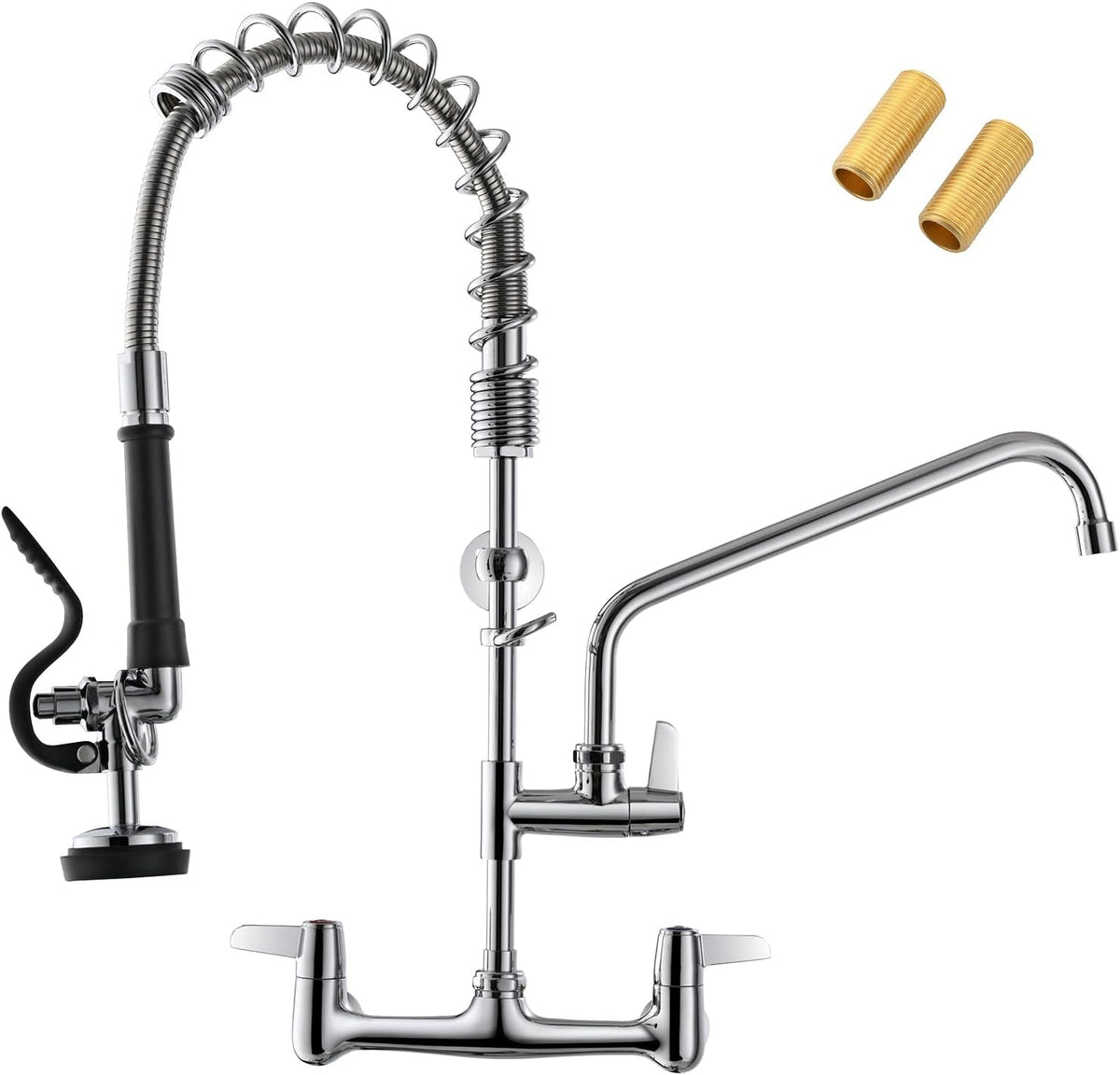 GIMILI Commercial Sink Faucet with Sprayer 8 Inch Center Wall Mount 25 Inch