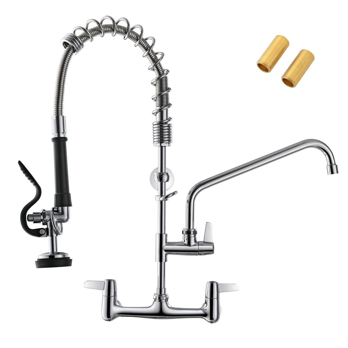 GIMILI Commercial Sink Faucet with Sprayer 8 Inch Center Wall Mount 25 Inch