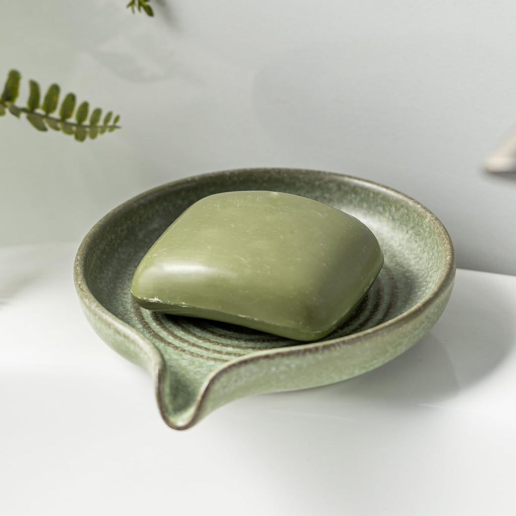 Zoeeker Self Draining Soap Dish, Ceramic Bar Soap Holder with Drainage