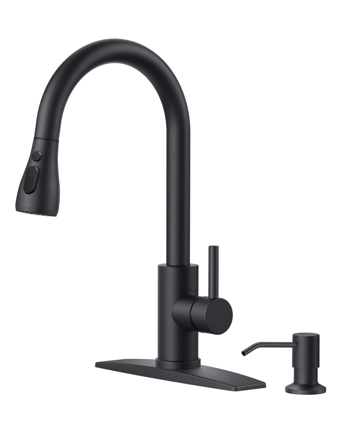 FORIOUS Black Kitchen Faucet with Pull Down Sprayer, High Arc Single Handle