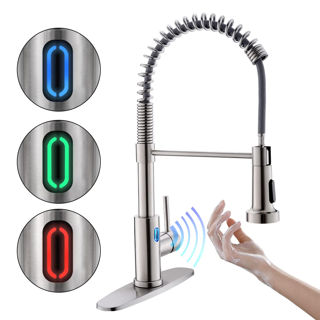 Pull Down Kitchen Faucet with Cup Washer Brushed Nickel