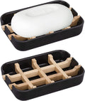 Aoheuo Modern Bamboo Fiber soap Holder and soap Dish Combination (Removable), White, 5.12 Long by 3 Wide, 0.98 inches high, Used in Kitchens, bathrooms, and bar Sinks