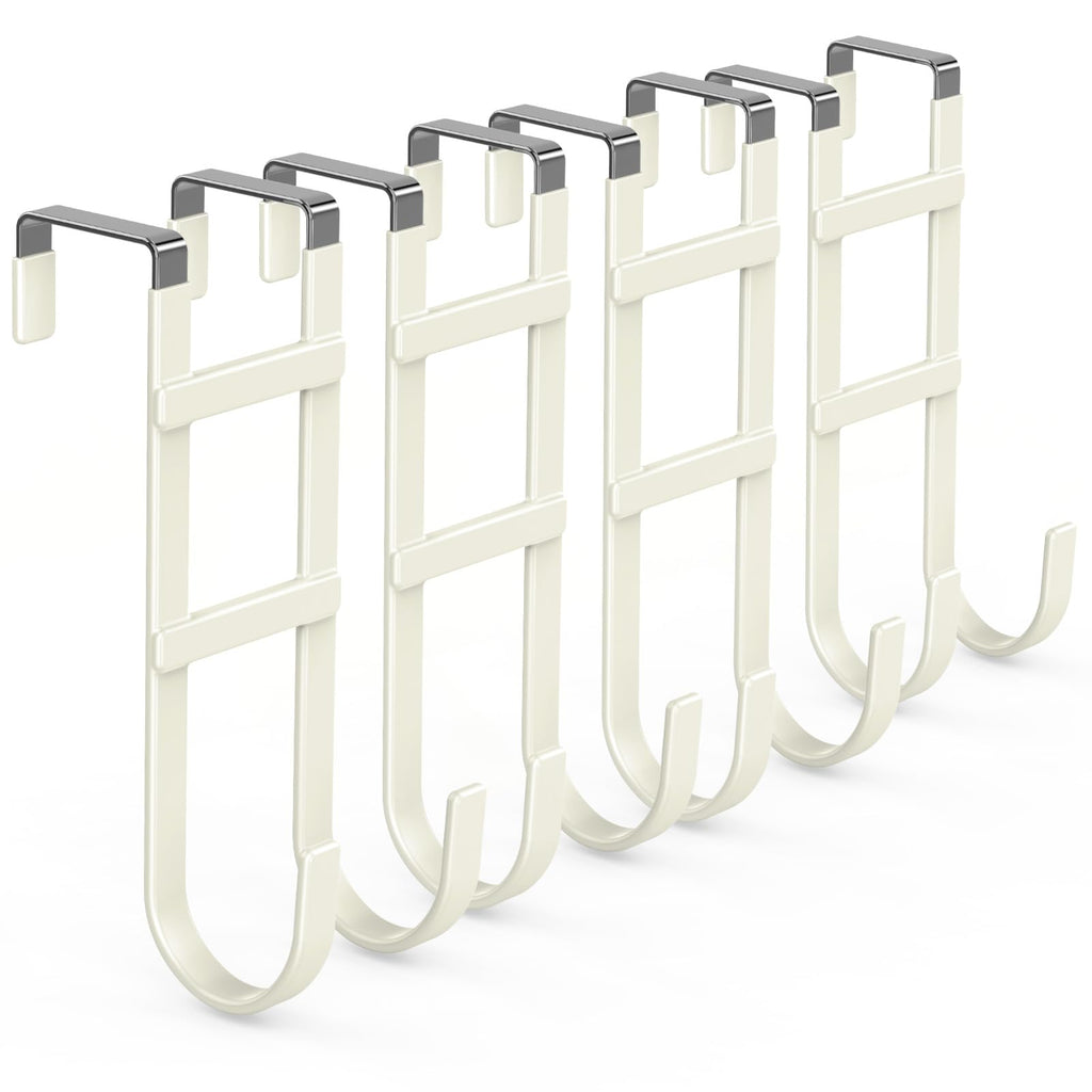 FYY Over the Door Hooks, Single-Hanger 4 Pack, Fits Doors 1 3/8" White
