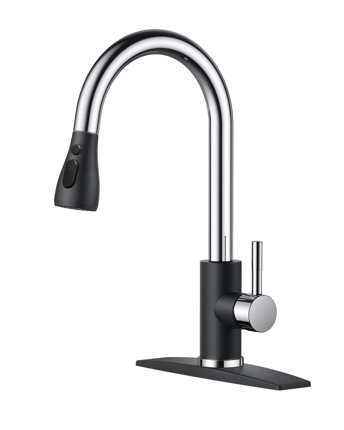 FORIOUS Black Kitchen Faucet with Pull Down Sprayer, High Arc Single Handle