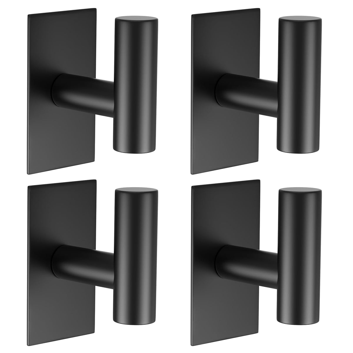 VAEHOLD Wall Towel Hooks, Heavy Duty Sticky Holder Waterproof Towel Hooks for Hanging Coat, Clothes, Closet Hook Wall Mount for Kitchen (Black, 2 Pack)