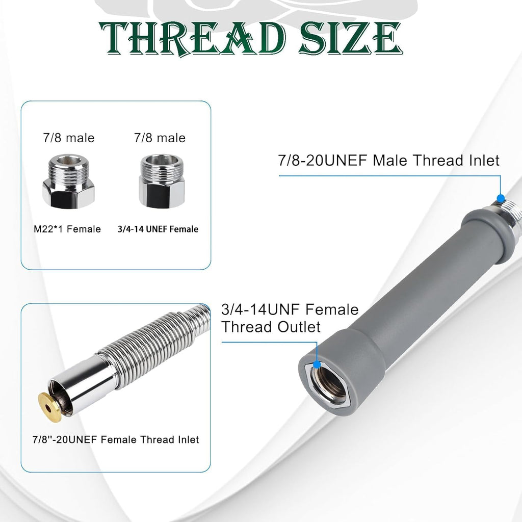 Replacement B-0044-H Commercial Sink Sprayer Hose for T&S Brass, 44 inch Stainless Steel Flexible Pre-Rinse Hose with Heat Resistant Gray Handle Commercial Kitchen Sink Faucet Dish Spray Part