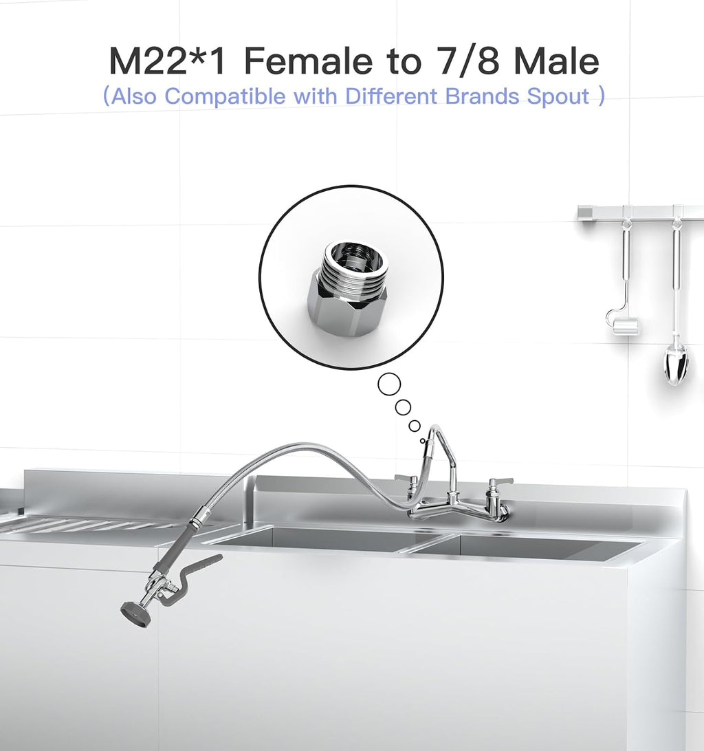 Pre Rinse Spray Valve with 45” Stainless-Steel Hose,1.42 GPM Pre Rinse Sprayer Commercial Sink Sprayer with Ergonomic Handle Commercial Faucet Parts,Fit for Dish Washing Spray （Gray）