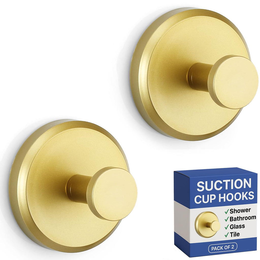 HOME SO Suction Cup Hooks for Shower & Bathroom Towel Holder 2-Pack Chrome