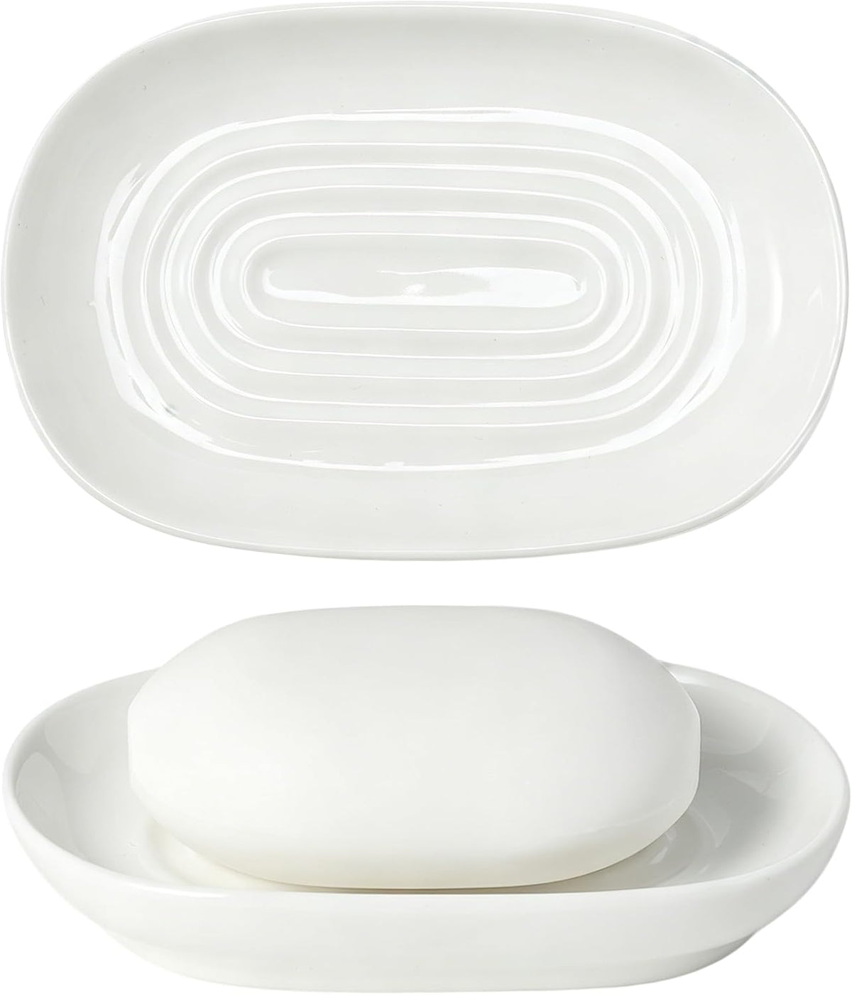 White Ceramic Soap Dish/Tray for Bathroom Shower Kitchen