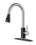 FORIOUS Black Kitchen Faucet with Pull Down Sprayer, High Arc Single Handle