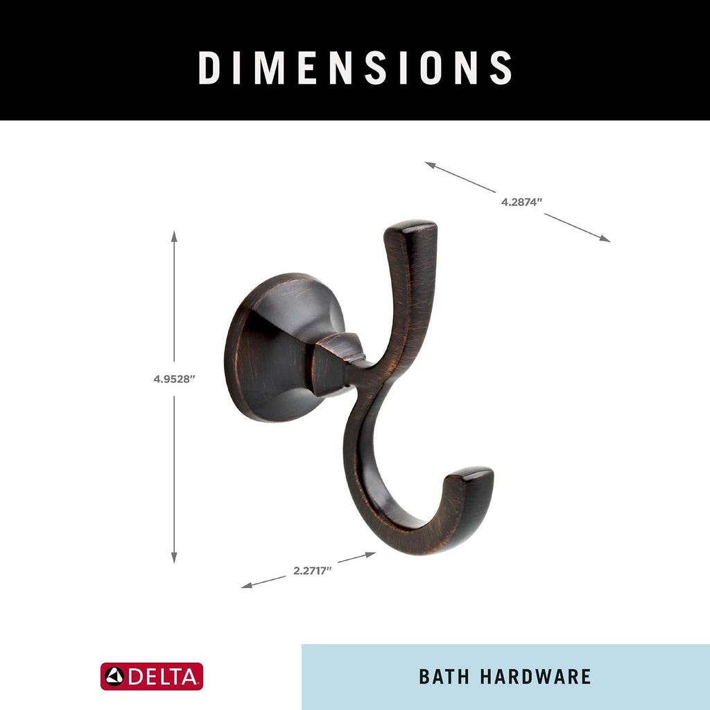 DELTA FAUCET Rubber Limited 76435-RB Ashlyn Double Towel Hook Bath Hardware Accessory in Venetian Bronze