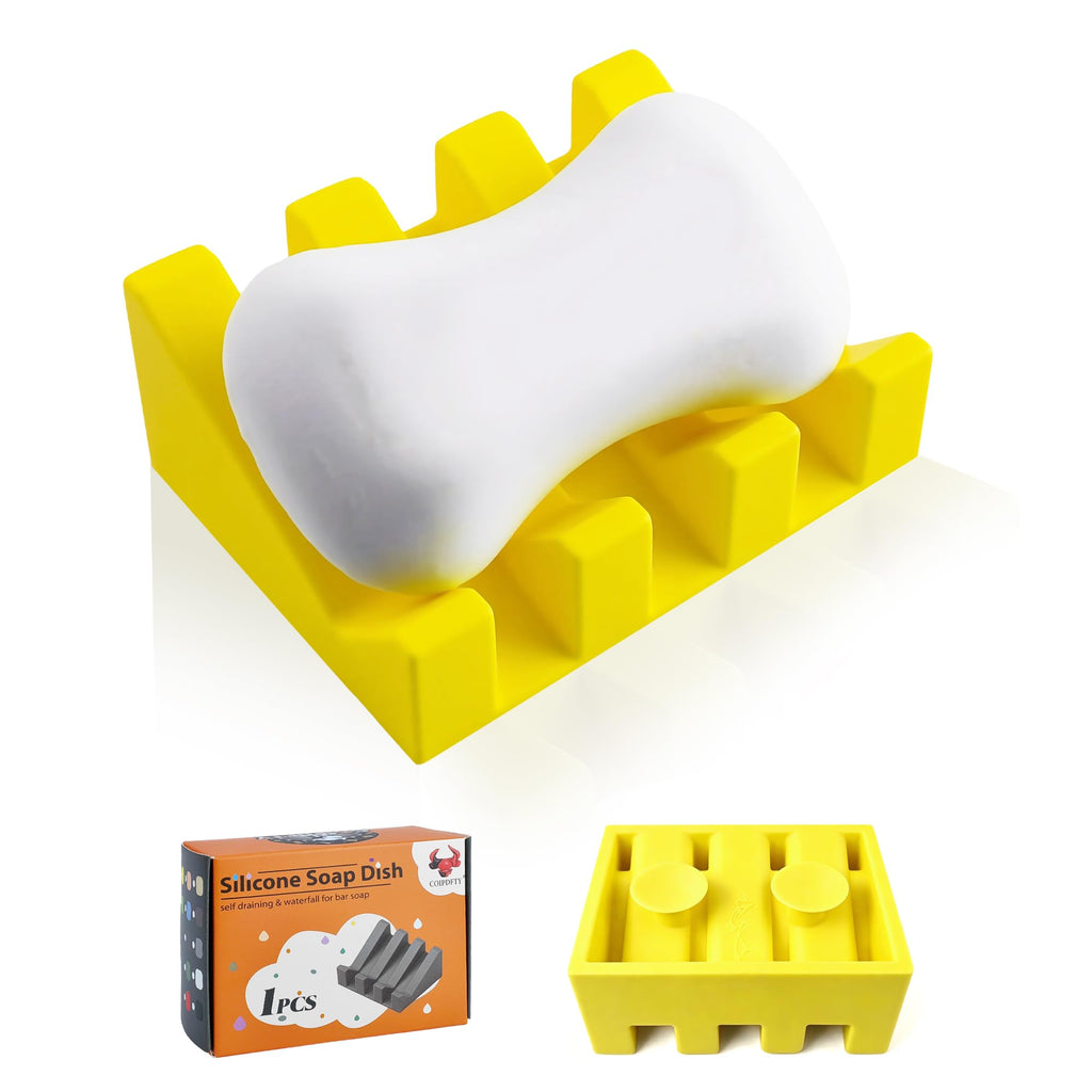 Soap Dish Holder for Shower with Suction Cup, Silicone Soap Holder & Saver Self-Draining Bar Soap Dish Keeps Soap Dry for Bathroom, Kitchen, Bathtub, Extends Soap Life (White-1Pack)