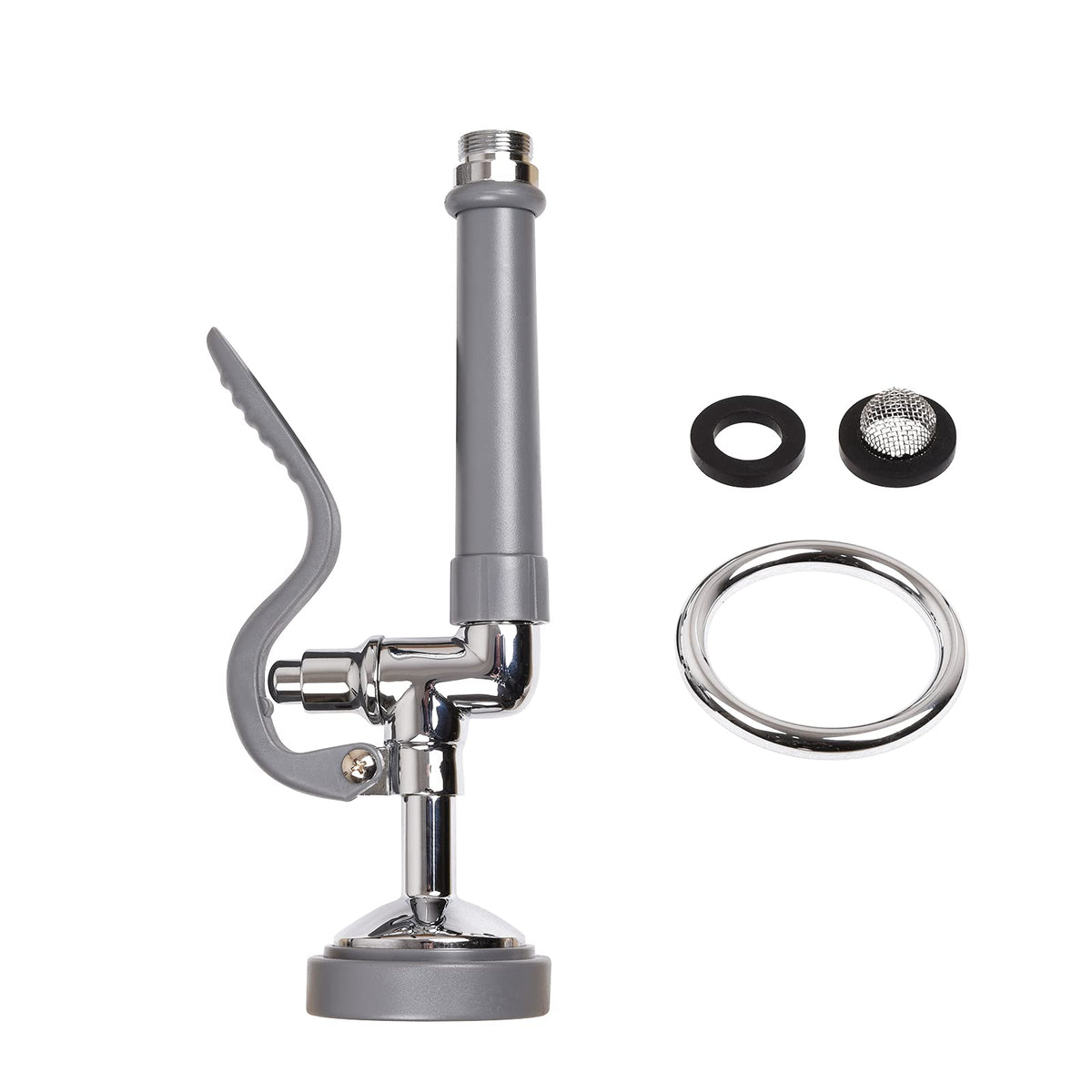 Commercial Sink Sprayer Pre Rinse Sprayer Replacement for Commercial Kitchen Faucet - 1.42 GPM High Pressure Dish Spray Pre Rinse Spray Valve with Handle Chrome Polished (Grey)