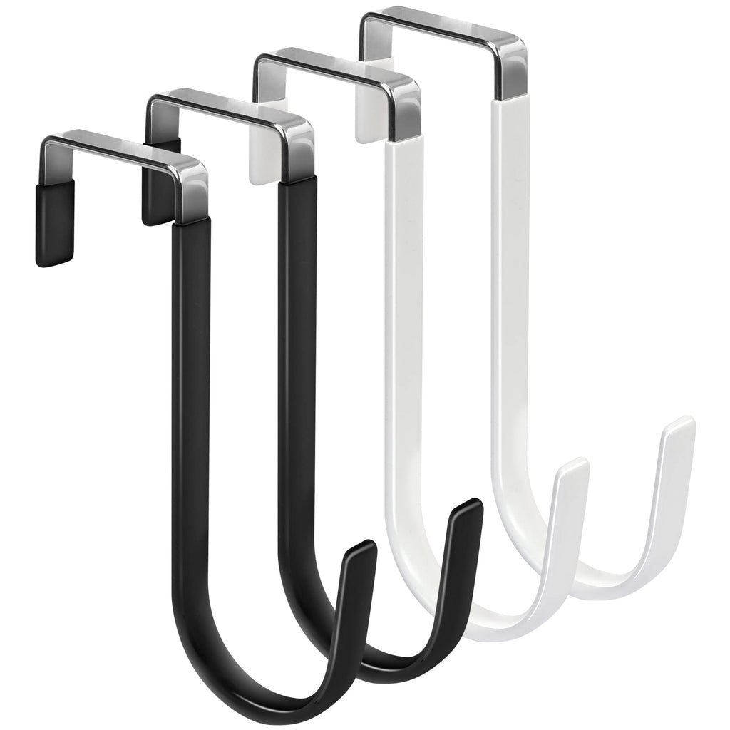 FYY Over the Door Hooks, Single-Hanger 4 Pack, Fits Doors 1 3/8" White