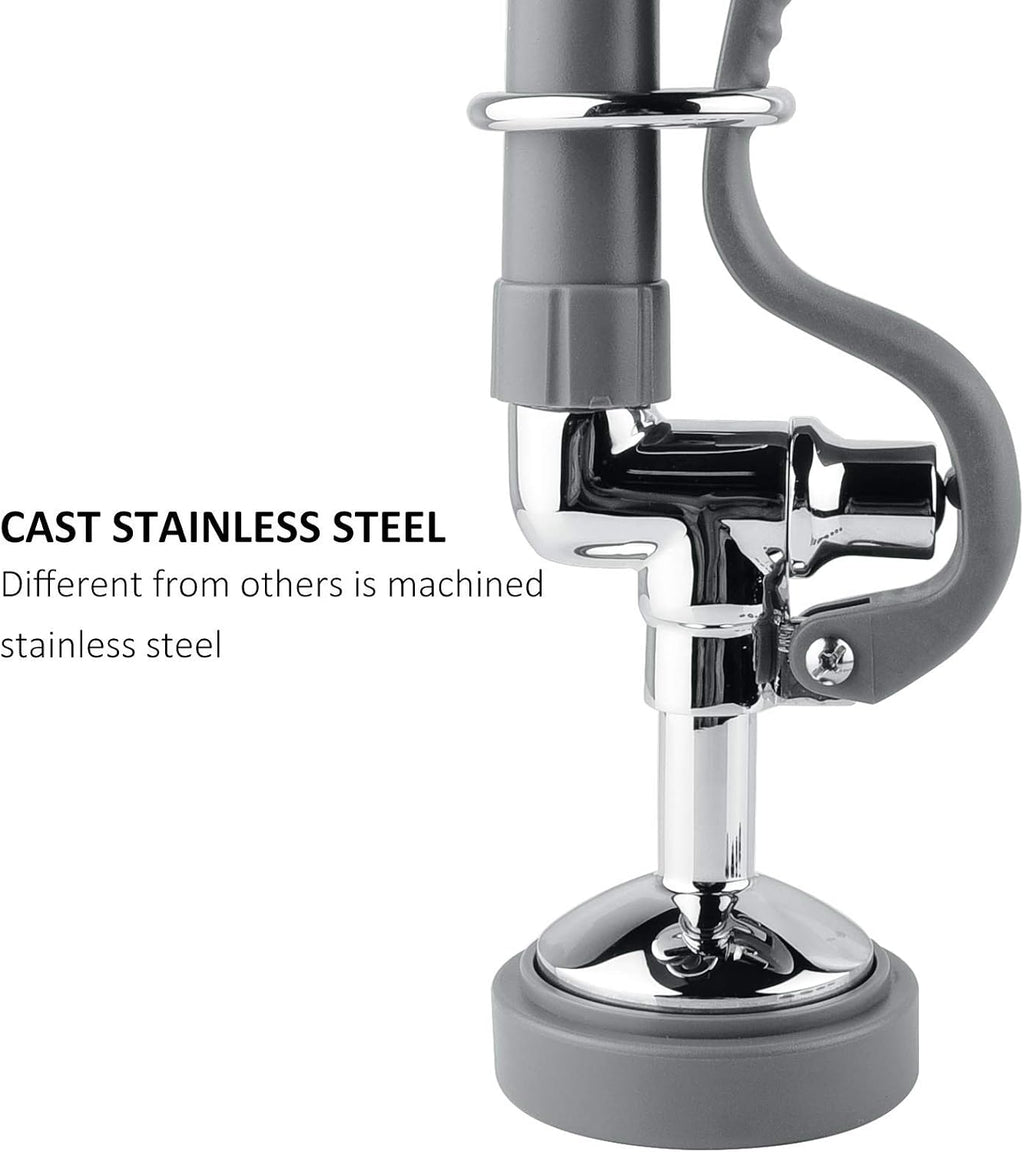 Pre Rinse Sprayer Commercial Sink Sprayer Head Spray Valve,1.42GPM Restaurant Sink Dish Spray with Handle for Commercial Kitchen faucets,Chrome Finished (Grey)