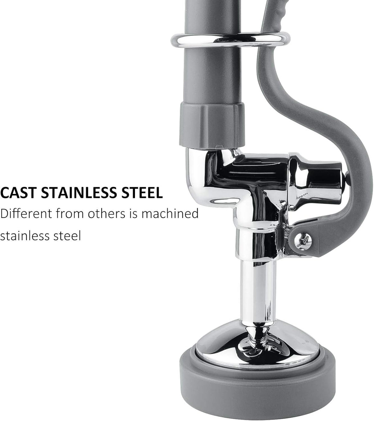 Pre Rinse Sprayer Commercial Sink Sprayer Head Spray Valve,1.42GPM Restaurant Sink Dish Spray with Handle for Commercial Kitchen faucets,Chrome Finished (Grey)