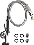 Pre Rinse Spray Valve with 45" Flexible Hose KANONEY Stainless Steel Hose 1.42 GPM Commercial Sink Sprayer Nozzle Head Replacement Kit for Dish Industrial Restaurant Kitchen Faucets, Black
