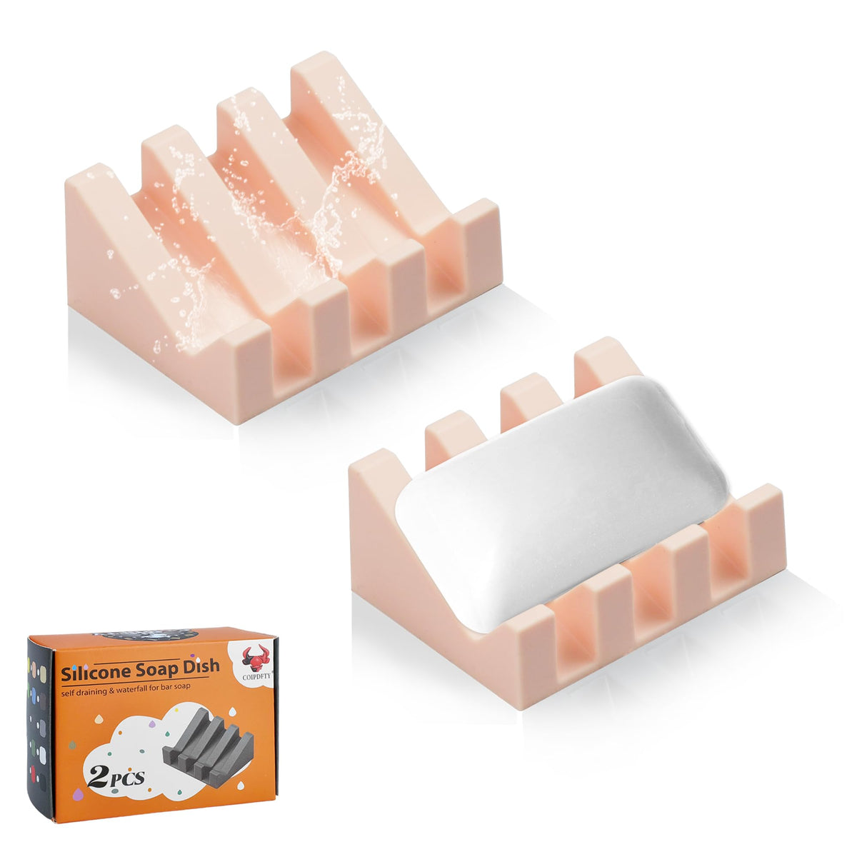 Self Draining Soap Dish Holder,Silicone Soap Dish,for Bathroom,Kitchen, Sponges，Can Extend Soap Life，Keep Soap Bars Dry and Easy Cleaning (White,1-Pack)