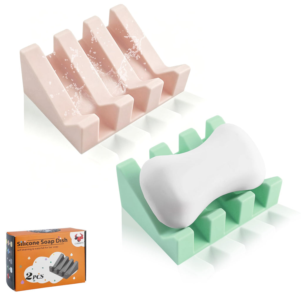 Self Draining Soap Dish Holder,Silicone Soap Dish,for Bathroom,Kitchen, Sponges，Can Extend Soap Life，Keep Soap Bars Dry and Easy Cleaning (White,1-Pack)