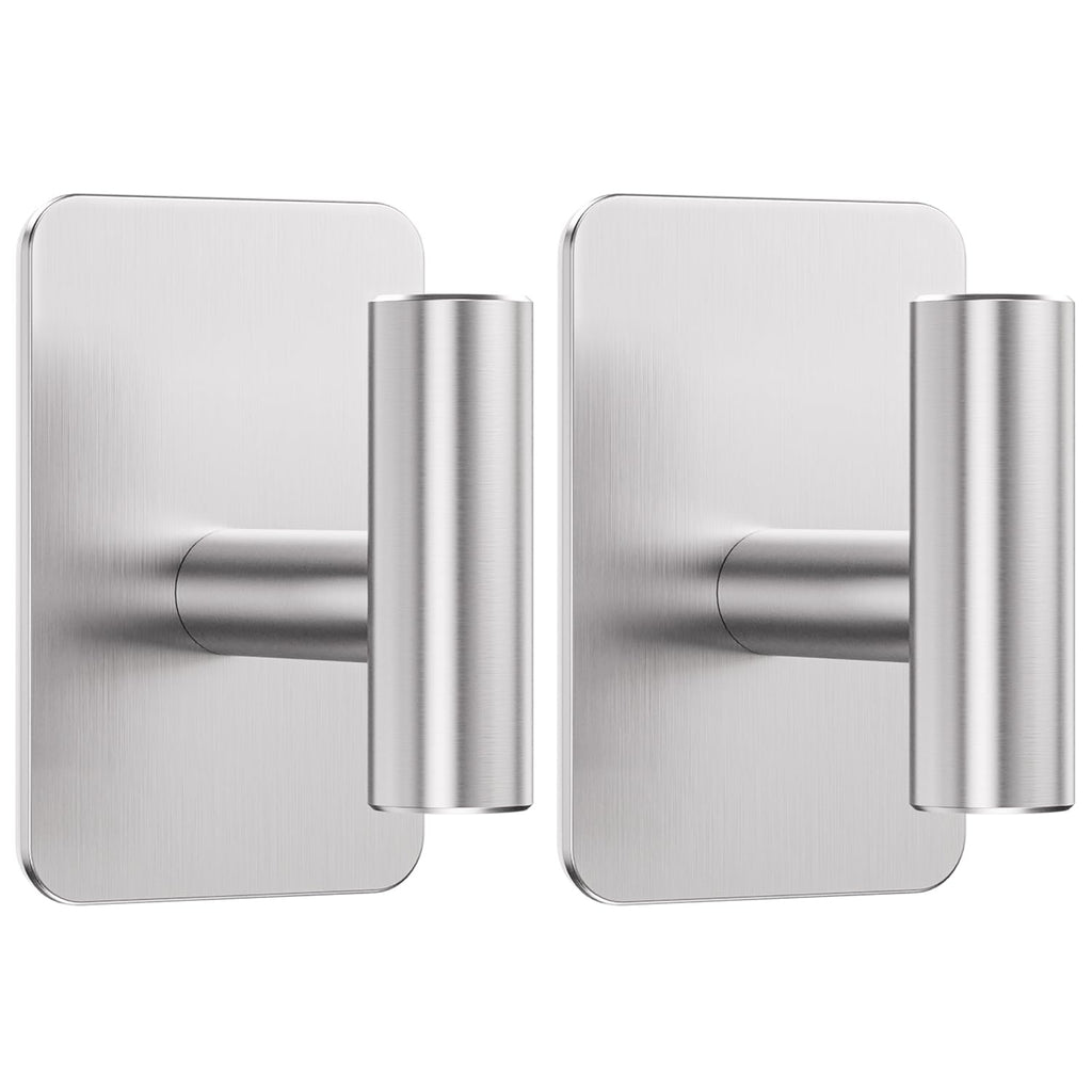 Large Heavy Duty Wall Hooks - 26lb Max, Stainless Steel Adhesive Towel Hooks for Hanging Towel, Coat, Robe, Hat, Sticky Towel Holder for Wall Mount in Bathroom, Shower, Kitchen (Black, 4 Pack)