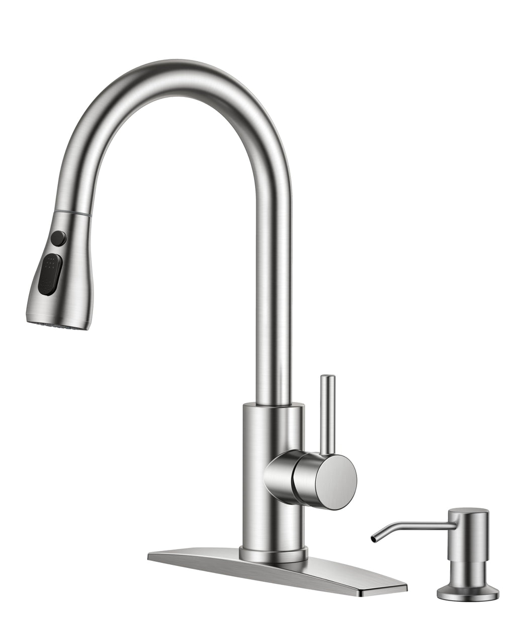 FORIOUS Black Kitchen Faucet with Pull Down Sprayer, High Arc Single Handle