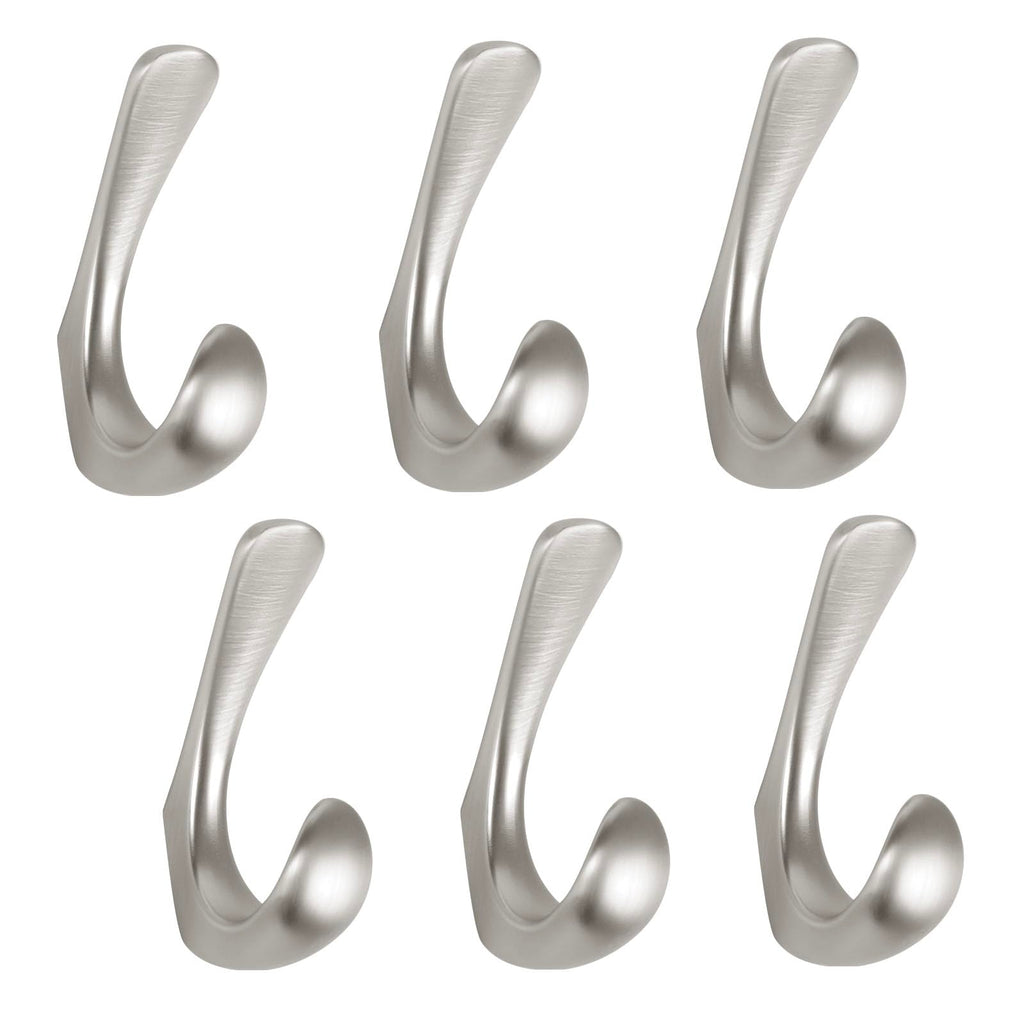 2 Pack Towel Hooks for Bathrooms Wall Mounted, Brushed Nickel Bathroom Hooks for Towels, Robe & Towel Hook for Wall, Modern Bath Towel Hook