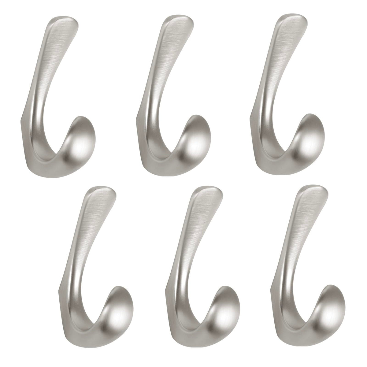 2 Pack Towel Hooks for Bathrooms Wall Mounted, Brushed Nickel Bathroom Hooks for Towels, Robe & Towel Hook for Wall, Modern Bath Towel Hook