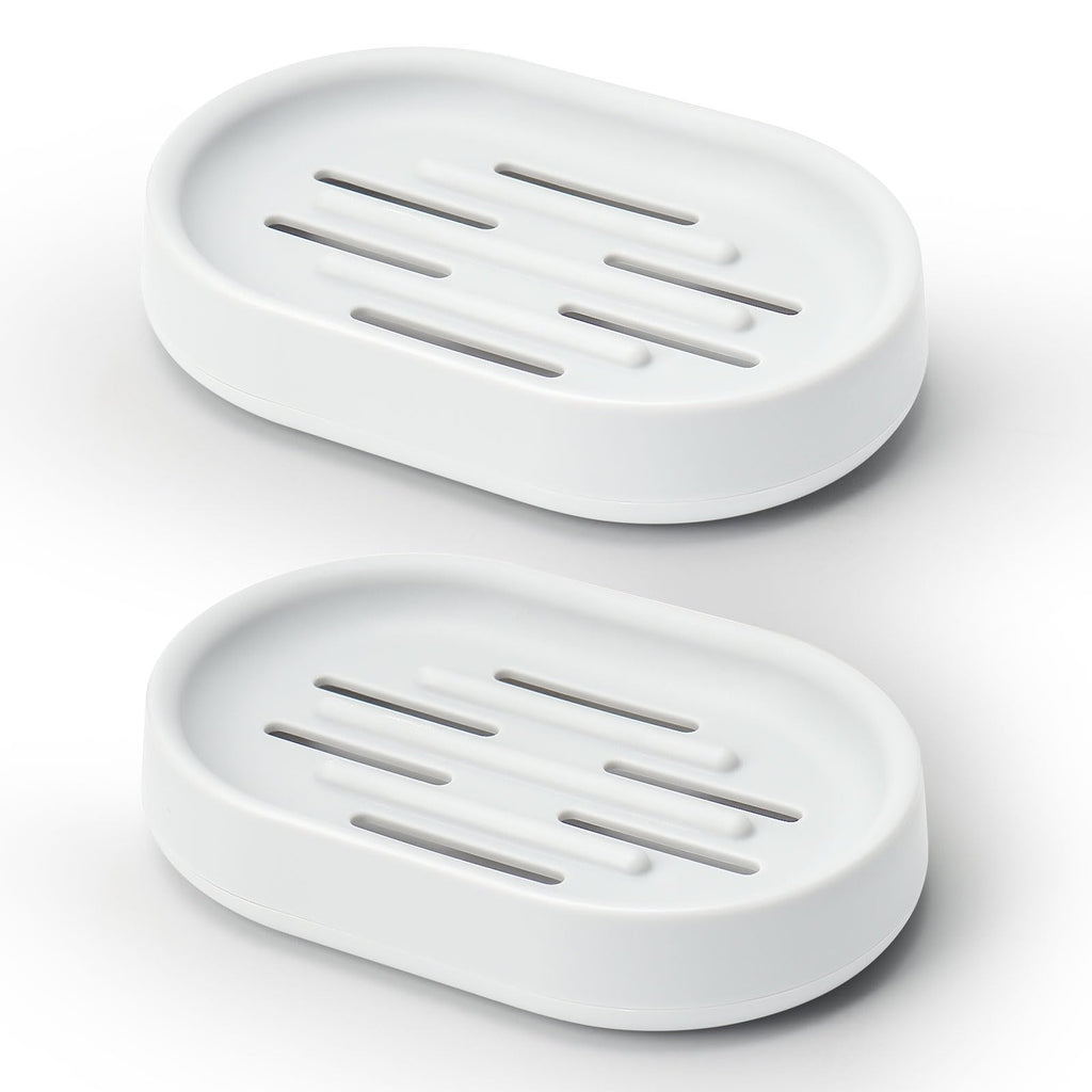 Topsky Soap Dish for Shower, 2pcs Soap Dishes Soap Savers for Bar Soap, Soap Bar Holder Shower with Drip Tray, Plastic Soap Holders with Drain for Kitchen Sink, Easy to Clean, Keeps The Soap Dry