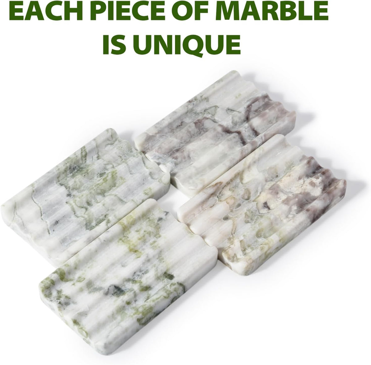 Karibiber Marble Soap Dish, Large Stone Bar Soap Holder Shower, Green Bathroom Soaps Saver, Easy Cleaning Natural Stone Sponge Holder for Kitchen Sink, Executive Jewelry Ring Tray