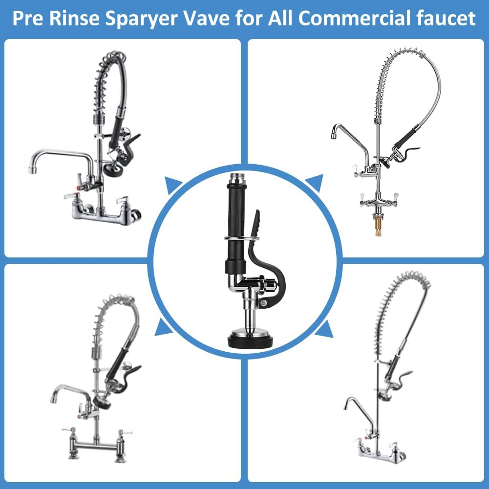 Pre Rinse Sprayer 1.42 GPM High Pressure Commercial Sink Sprayer Head for Restaurant Industrial Faucets, Spray Valve Dish Nozzle Without Handle Fits for T&S Brass Spray Valve Replace B-0107