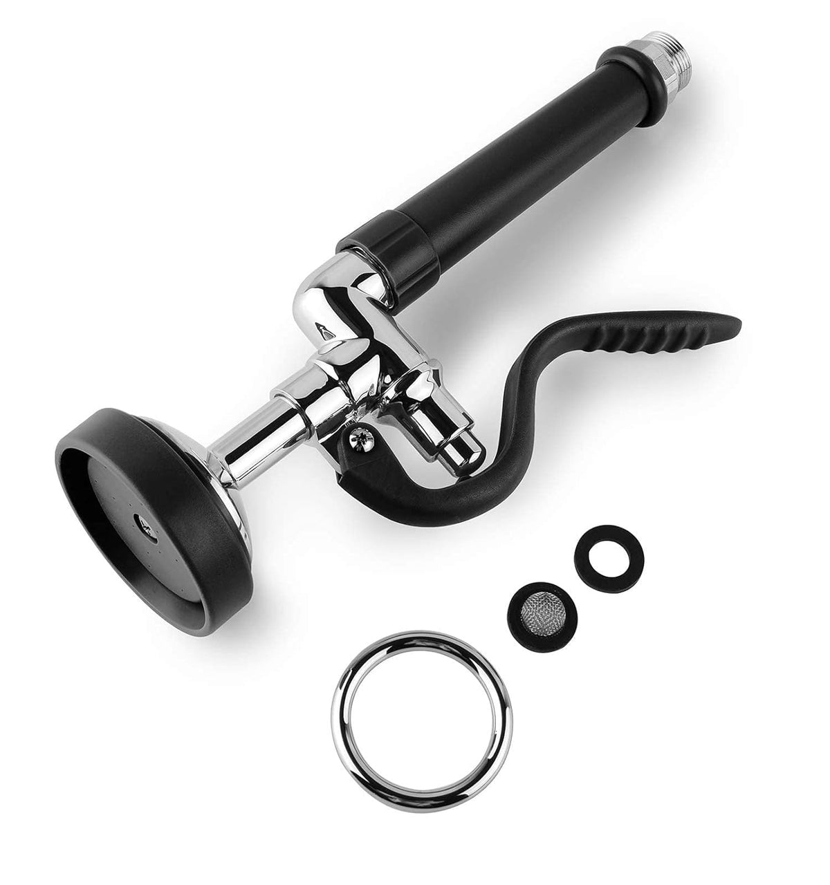 Pre Rinse Sprayer Commercial Sink Sprayer Head Spray Valve,1.42GPM Restaurant Sink Dish Spray with Handle for Commercial Kitchen faucets,Chrome Finished (Grey)