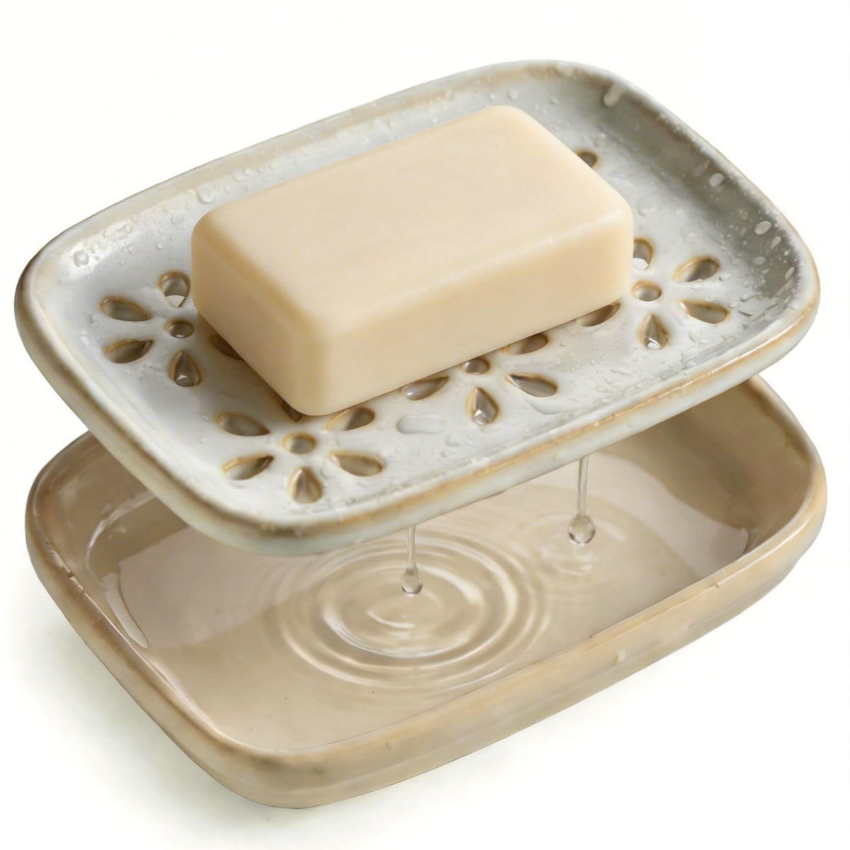 Miamolo Soap Dish for Shower with Drainage 2-Tier Bar Soap Holder Mess-Free