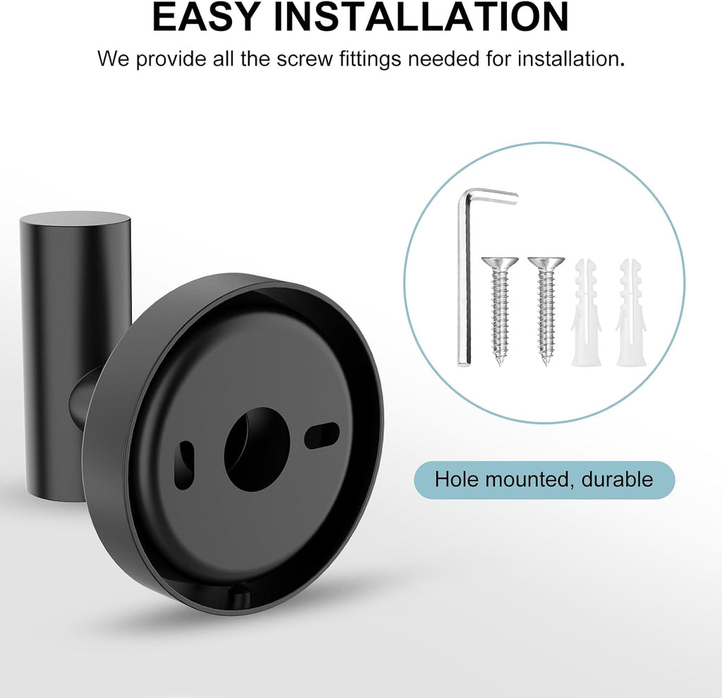 SetSail Towel Hooks for Bathrooms 4 Packs Screw-in Matte Black Bathroom Towel Hook Wall Mounted Stainless Steel Shower Towel Hooks for Coat Hanging, Drill Hole
