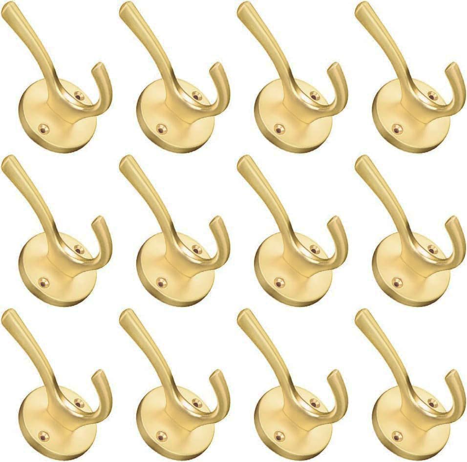 Towel Hooks for Bathrooms Silver Wall Hooks 2 Pack Brushed Nickel Coat Hooks Heavy Duty Towel Wall Hooks for Coats Robes Hats Bath Entryway Cubicle Kitchen Screw in Brushed Nickel Towel Hooks