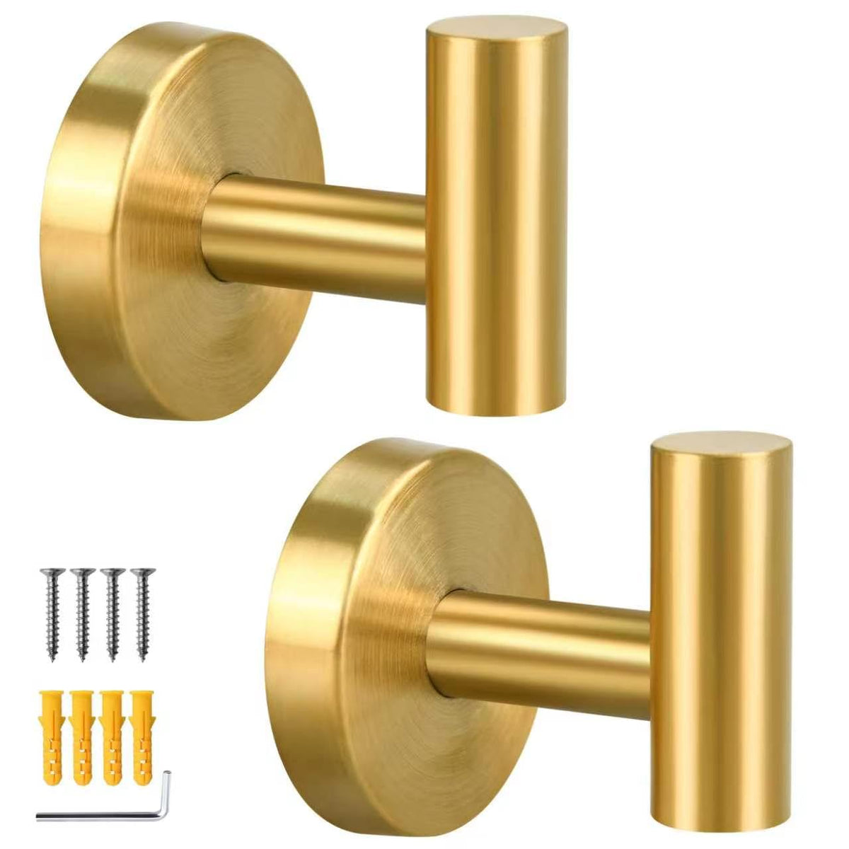 2 Pack Brushed Nickel Towel Hooks, SUS304 Stainless Steel Bathroom Hooks
