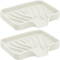 2PCS Self Draining Soap Holder,Spofit Silicone Soap Dish, Suitable for for Kitchen, Bathroom, Shower, Bath Tub,Soap Container (Beige)