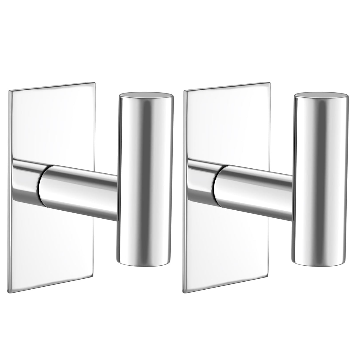 VAEHOLD Wall Towel Hooks, Heavy Duty Sticky Holder Waterproof Towel Hooks for Hanging Coat, Clothes, Closet Hook Wall Mount for Kitchen (Silver, 2 Pack)