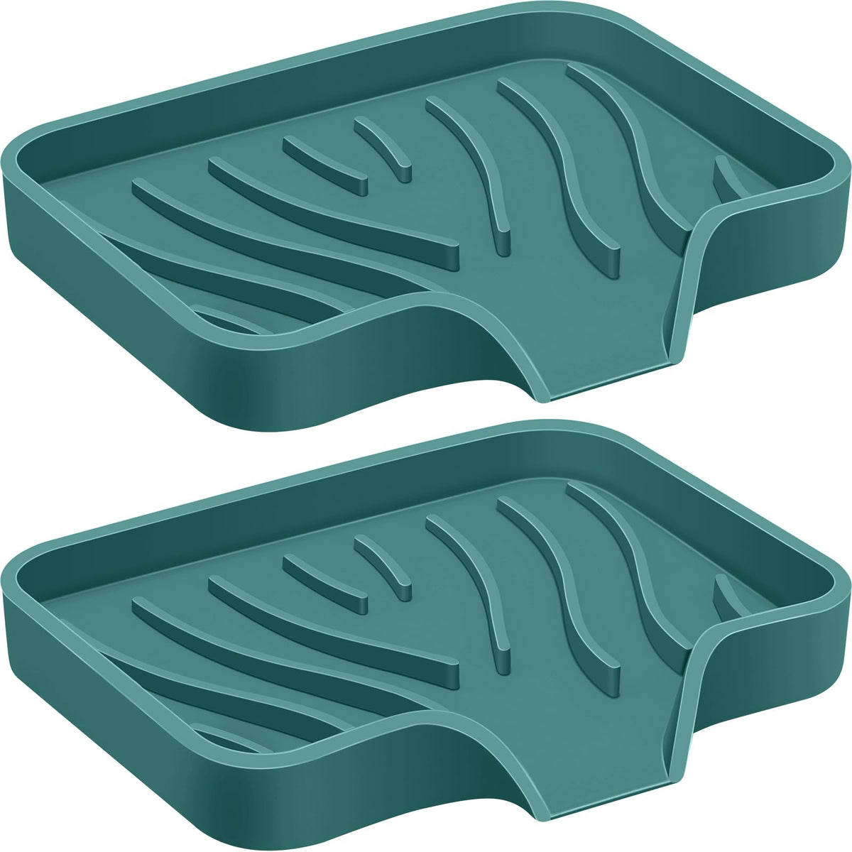 2PCS Self Draining Soap Holder,Spofit Silicone Soap Dish, Suitable for for Kitchen, Bathroom, Shower, Bath Tub,Soap Container (Beige)