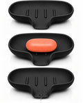 3 Pack Silicone Soap Dish for Shower, Bar Soap Holder with Drain Spout