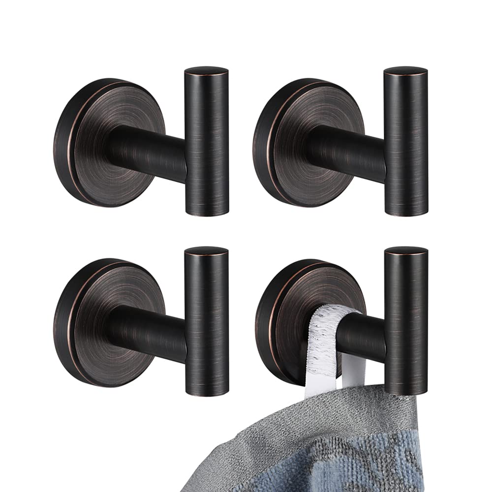 JQK Chrome Bathroom Towel Hook, 304 Stainless Steel Coat Robe Clothes Hook for Bathroom Kitchen Garage Wall Mounted (Pack of 2), TH100-CH-P2