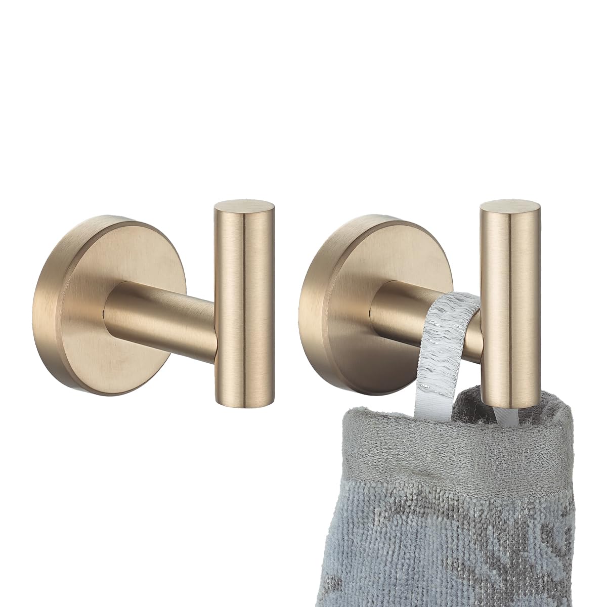 JQK Chrome Bathroom Towel Hook, 304 Stainless Steel Coat Robe Clothes Hook for Bathroom Kitchen Garage Wall Mounted (Pack of 2), TH100-CH-P2