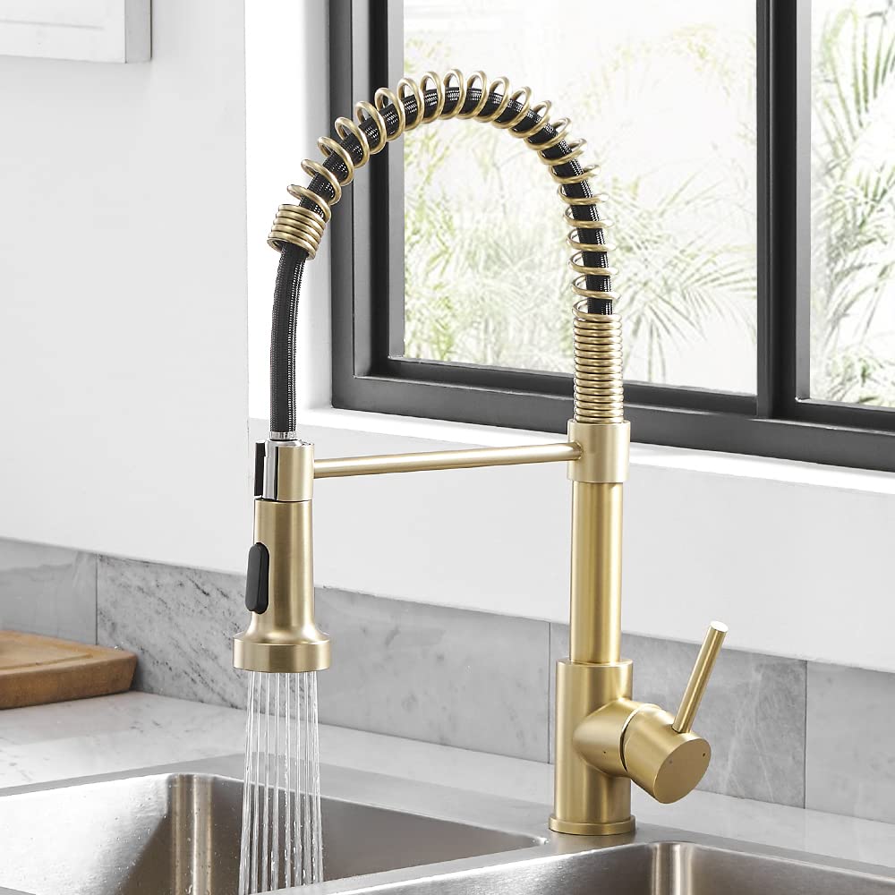 Pull Down Kitchen Faucet with Cup Washer Brushed Nickel