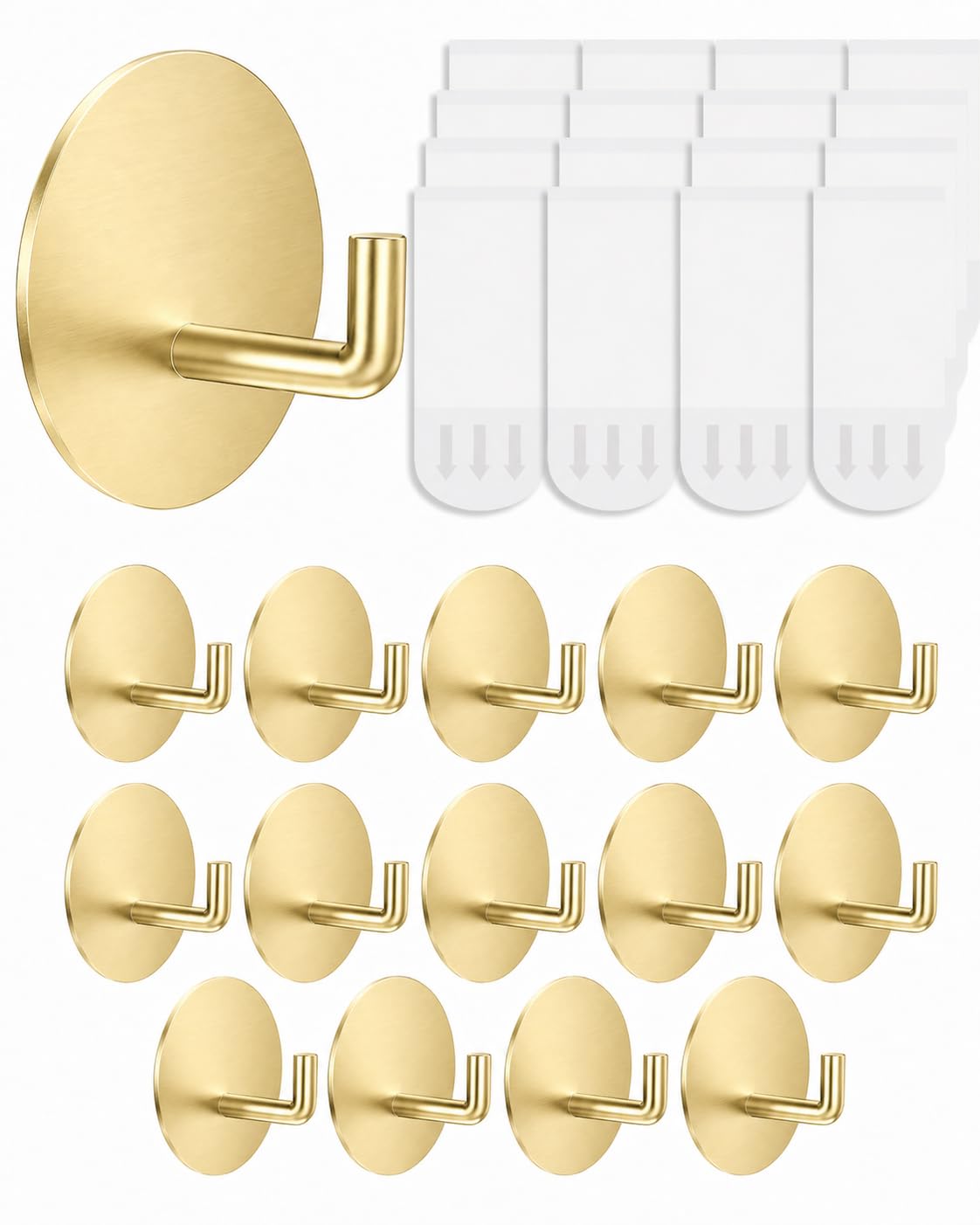 5 Pcs Towel Hooks Heavy Duty for Hanging，Adhesive Wall Hooks with Removable Strips，Sticky No Damage，Outdoor for Bathrooms，Shower，Stockings，Decor，Robe，X-Large，Black 304 Stainless Steel