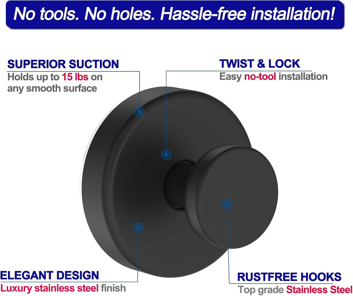Bntuk Suction Cup Hooks for Shower, Removable Towel Hooks for Bathroom