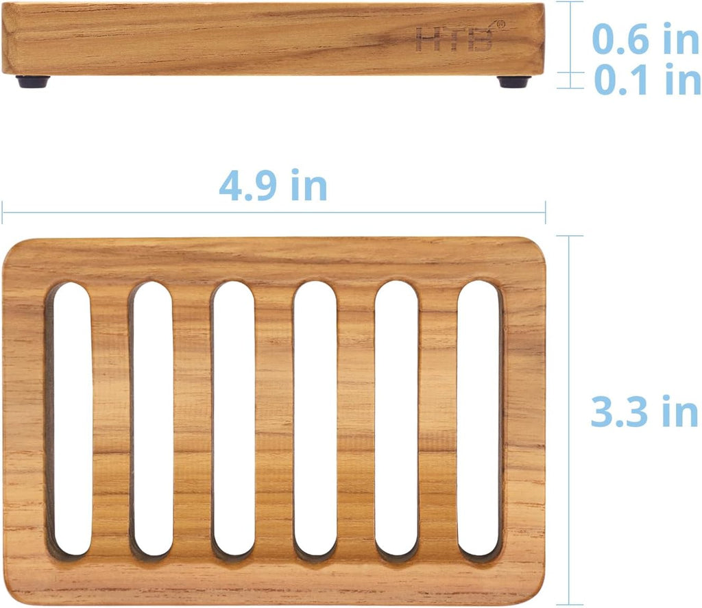 HTB Slotted Bar Soap Holder Teak Wood,Sponge Holder for Kitchen Sink