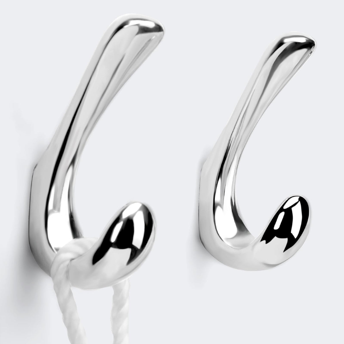 2 Pack Towel Hooks for Bathrooms Wall Mounted, Brushed Nickel Bathroom Hooks for Towels, Robe & Towel Hook for Wall, Modern Bath Towel Hook
