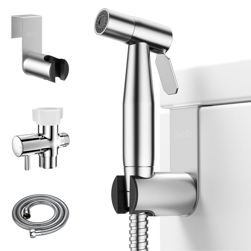 Arofa Handheld Bidet Sprayer, Bidet Attachment for Toilet, Brushed Nickel